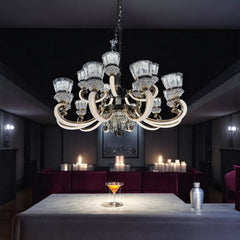 Qulik Modern Nordic Crystal Chandelier Decoration Pendant Hanging two layer 3 color LED Ceiling Light (QL-903-10-5)