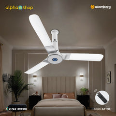 Atomberg Studio+ 48" 35W BLDC motor Energy Saving Anti-Dust Speed Indicator Light Ceiling Fan with Remote Control  ( Marble White )  AT-106