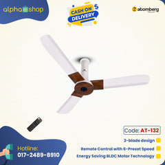 Atomberg Studio+ 48" 35 Watt BLDC motor Energy Saving Anti-Dust Speed Indicator Light Ceiling Fan with Remote Control ( White Teakwood) AT-132