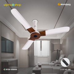 Atomberg Studio+ 48" 35 Watt BLDC motor Energy Saving Anti-Dust Speed Indicator Light Ceiling Fan with Remote Control ( White Teakwood) AT-132