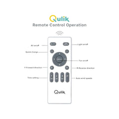 Qulik 48" Crystal Chandelier Retractable Invisible Blade Silent 3 Color Change LED Remote Ceiling Fan (Golden) | Q-K6272