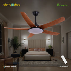 Breezelux 52" Modern Decorative Silent ABS Blade Underlight with Remote Ceiling Fan (Teak Wood) BL-2502