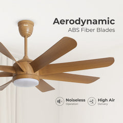 Qulik Helix UL 60"- Modern Decorative Silent ABS Blade Under light with Remote Ceiling Fan (Light Wood) Q-6522-LW