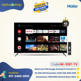 Haier H43K6FG - 43" Bezel Less FHD Google Android 11.0 Smart TV (BLACK) HR-3267-TV