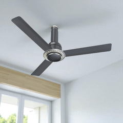 Havells Cera 48 inch Underlight BLDC ceiling fan in Slate with a patterned integrated LED light ring.