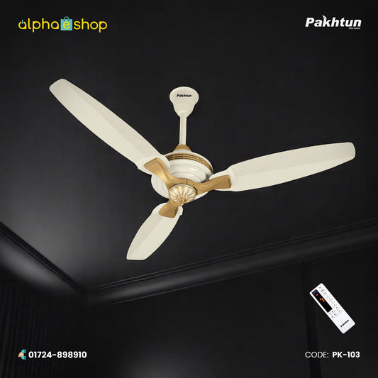 Pakhtun Sultan 52-inch BLDC Inverter Ceiling Fan (Off-White/ Gold) | PK-103