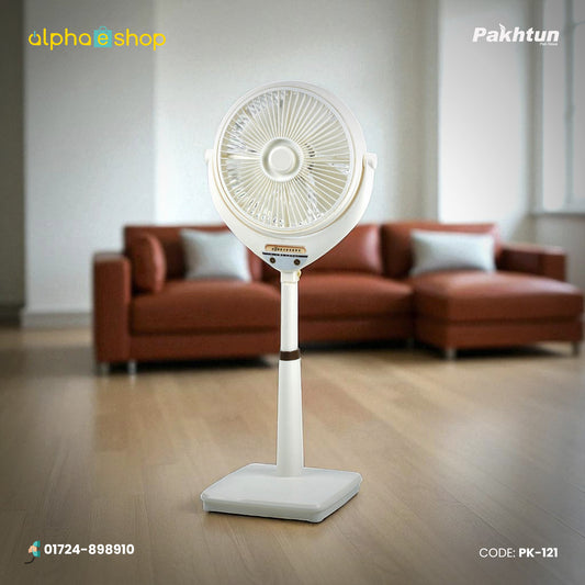 Pakhtun Louver 14-Inch High Speed Pedestal Stand Fan (White) | PK-121