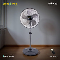 Pakhtun Zefiro-500M 20-Inch-High Speed Remote Control Stand Fan (Grey) | PK-133