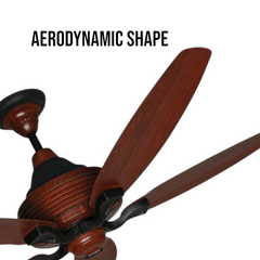 Close-up of Pakhtun Penta 5 56" BLDC ceiling fan highlighting its aerodynamic shape blades in Dark Wood (PK-111).