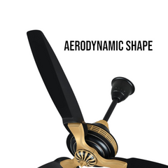 Pakhtun Sultan 52 inch black beige ceiling fan close-up banner highlighting its premium aerodynamic shape blades and unique motor unit.