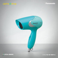 Panasonic EH-ND11 Compact Dry Care 1000W turquoise hair dryer with compact body and hanging loop, model PA-EH-ND11.