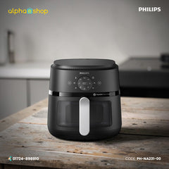 Philips 6.2L digital XL air fryer with Rapid Air technology in matte black. Premium kitchen appliance at Alphaeshop.
