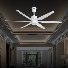 Qulik Silex 54"- Modern Decorative Silent ABS Blade Under light with Remote Ceiling Fan (White) Q-6507-W