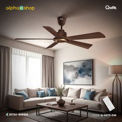 Qulik Quantom 56" Decorative Silent ABS Blade Remote Ceiling Fan (Dark wood) | Q-6573-DW