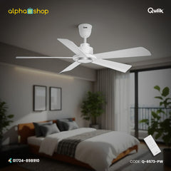 Qulik Quantom 56" Decorative Silent ABS Blade Remote Ceiling Fan (Pearl White) |Q-6573-PW