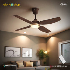 Qulik Windora 56" Decorative Energy Saving BLDC Remote Control Underlight Ceiling Fan (Dark Wood) | Q-6575-DW-UL