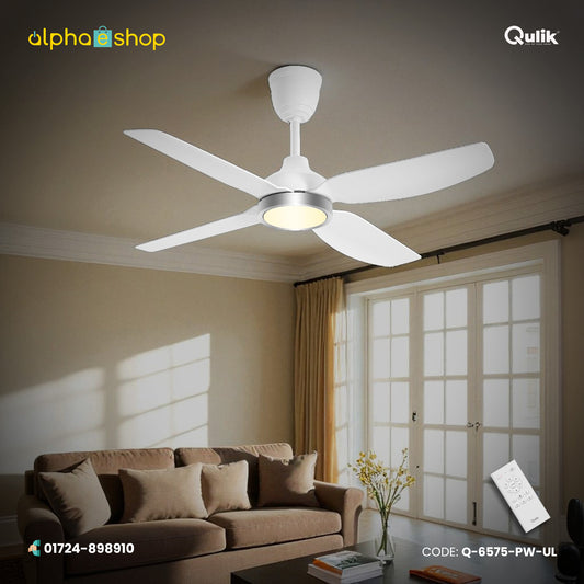 Qulik Windora 56" Decorative Energy Saving BLDC Remote Control Underlight Ceiling Fan (Pearl White) | Q-6575-PW-UL