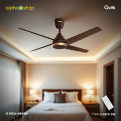 Qulik Alpha Edge 4B 53"- Decorative Energy Saving BLDC Remote Control Ceiling Fan (Dark Wood) | Q-6576-DW