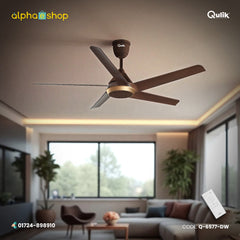 Qulik Alpha Edge 5B 53"- Decorative Energy Saving BLDC Remote Control Ceiling Fan (Dark Wood) | Q-6577-DW