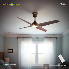 Qulik Aero-X 54"- Decorative Energy Saving BLDC Remote Control Underlight Ceiling Fan (Dark Wood) | Q-6578-DW-UL