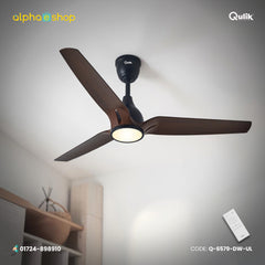 Qulik Nexa 56" Silent Series Energy Saving BLDC Remote Control Underlight Ceiling Fan (Dark Wood) | Q-6579-DW-UL