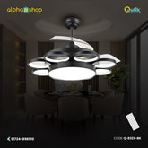 Qulik 48 Inch Modern Chandelier Retractable Invisible Blade Silent 3 Color Change LED Remote Ceiling Fan (Golden) Q-8223-BK