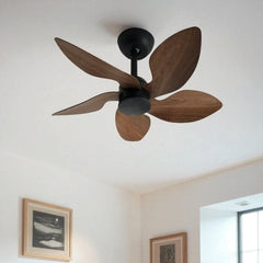 Qulik Flora 28"- Modern Decorative Silent ABS Blade with Remote Ceiling Fan (Dark Wood) Q-D77089-DW