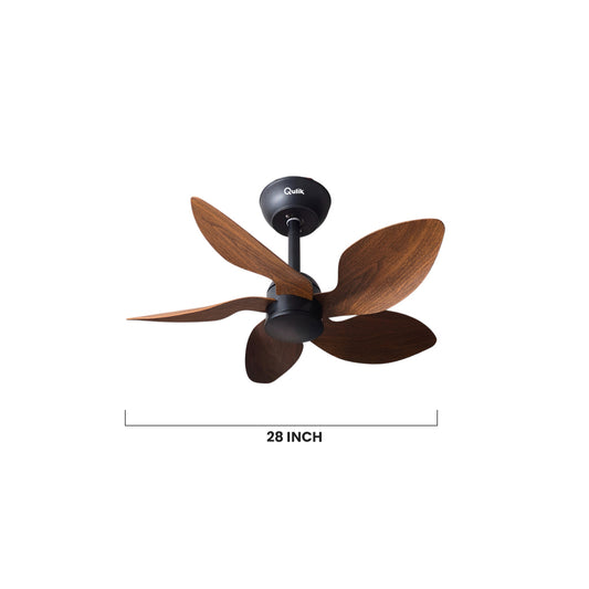 Qulik Flora 28"- Modern Decorative Silent ABS Blade with Remote Ceiling Fan (Dark Wood) Q-D77089-DW