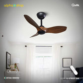 Qulik Spinner Pro 32" - Modern Decorative Silent ABS Blade with Remote Ceiling Fan (Dark Wood) Q-D78021-DW