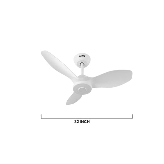 Qulik Spinner Pro 32" - Modern Decorative Silent ABS Blade with Remote Ceiling Fan (Pearl White) Q-D78021-PW