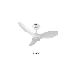 Qulik Spinner Pro 32" - Modern Decorative Silent ABS Blade with Remote Ceiling Fan (Pearl White) Q-D78021-PW