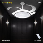 Qulik 48" Modern Chandelier Retractable Invisible Blade Silent 3 Color Change LED Remote Ceiling Fan (White) | Q-K6358