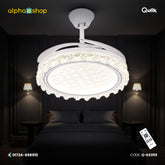 Qulik 48" Modren Chandelier Retractable Invisible Blade Silent 3 Color Change LED Remote Ceiling Fan (Golden) | Q-K6359