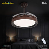 Qulik 48" Modern Chandelier Retractable Invisible Blade Silent 3 Color Change LED Remote Ceiling Fan (Wooden) | Q-K6366