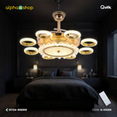 Qulik 48" Modern Chandelier Retractable Invisible Blade Silent 3 Color Change LED Remote Ceiling Fan (Golden) | Q-K6385