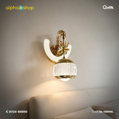 Qulik Gold Crystal Flower Globe Wall Light (QL-1089WL)
