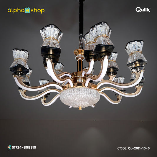 Qulik Modern Nordic Candle Crystal Chandelier Pendant Hanging 3 color LED Ceiling Light (QL-2011-10-5)