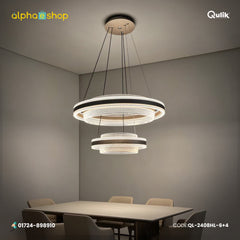 Qulik Black Crystal Layered Ring Hanging Light (QL-2408HL-6+4)