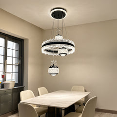 Qulik Black Crystal Flower Ring Hanging Light (QL-2479HL)