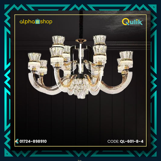 Qulik Modern Nordic Crystal Chandelier Decoration Pendant Hanging two layer 3 color LED Ceiling Light (QL-601-8-4)