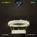 Qulik Modern Crystal Chandelier Decorative Pendant Hanging Double layer 3 color LED Ceiling Light (D050-500-300)