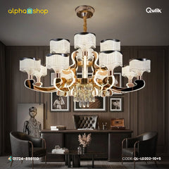 Qulik Modern Nordic Candle Crystal Chandelier Decoration Pendant Hanging Double Layer 3 Color LED Ceiling Light ( QL-LD202-10+5)