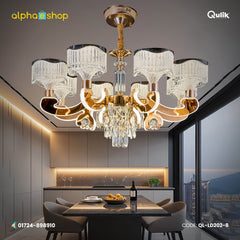 Qulik Modern Nordic Candle Crystal Chandelier Decoration Pendant Hanging Single layer 3 color LED Ceiling Light (QL-LD202-8)