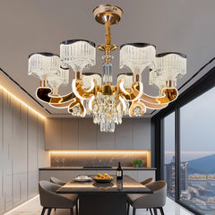 Qulik Modern Nordic Candle Crystal Chandelier Decoration Pendant Hanging Single layer 3 color LED Ceiling Light (QL-LD202-8)