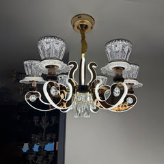 Qulik Modern Nordic Candle Crystal Chandelier Decoration Pendant Hanging Single layer 3 color LED Ceiling Light (QL-LD205-6)