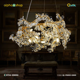 Qulik Modern LED Ceiling Chandeliers Glass Crystal Oxidized gold clear Pendant Lamp (QL-P6063-D600)