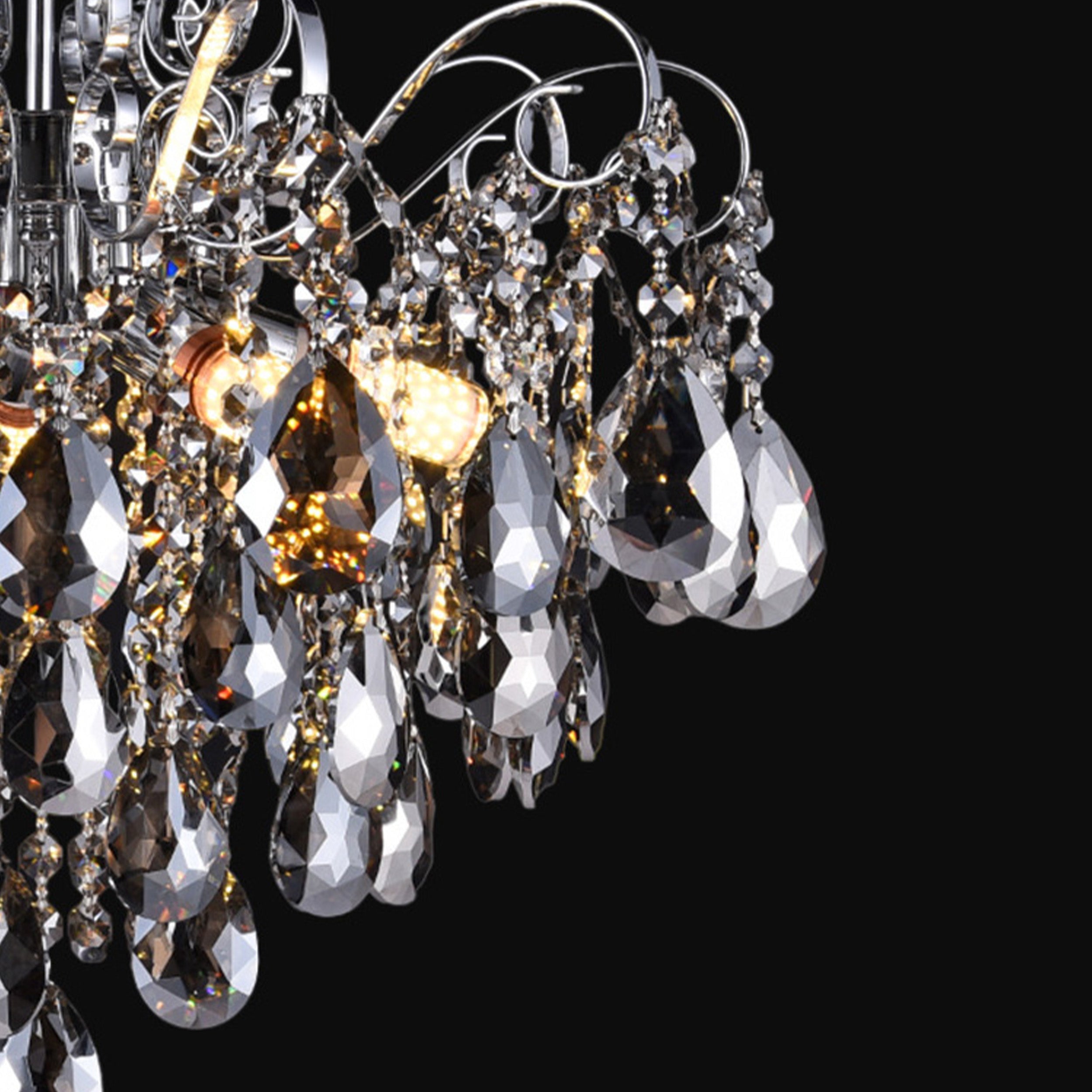 Qulik 9212-5 5 Light Ceiling Pendant in Polished Chrome with Crystal Decoration - LED, Adjustable Chain, Modern Design