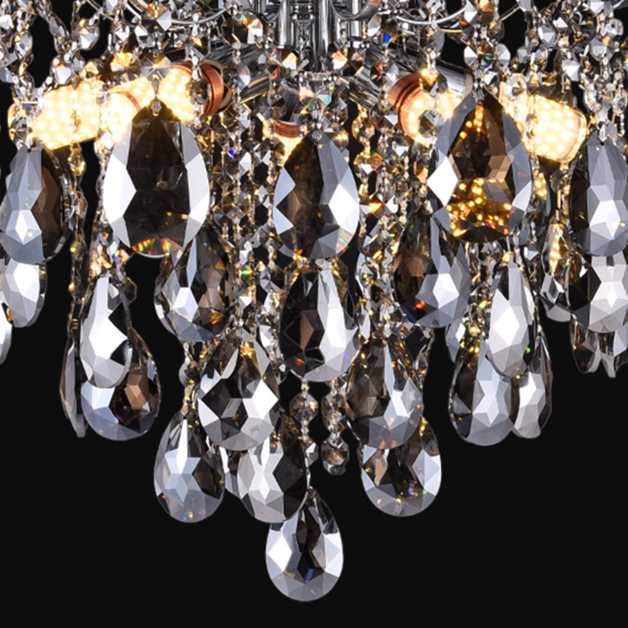 Qulik 9212-5 5 Light Ceiling Pendant in Polished Chrome with Crystal Decoration - LED, Adjustable Chain, Modern Design