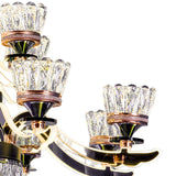 Qulik QL-8852-12-6 Golden & Black Iron LED Ceiling Lamp - Modern Nordic Double Layer Crystal Chandelier with 18 Lamps