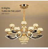 Qulik 9911-8-4 Golden Iron LED Ceiling Light - Modern Nordic Candle Crystal Chandelier with 12 Lamps